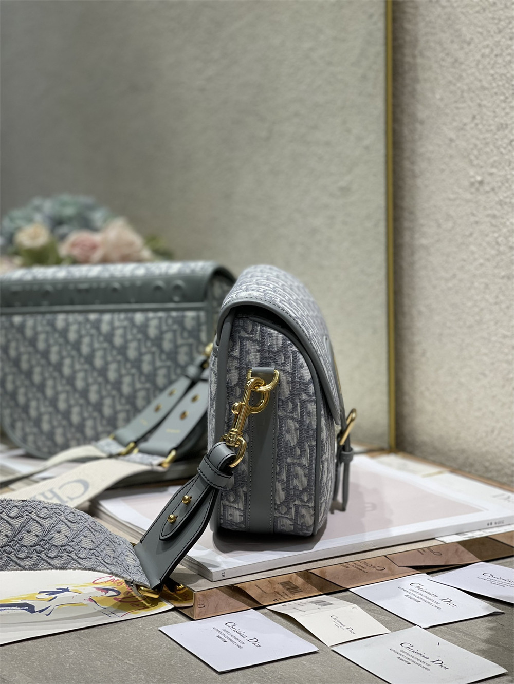 LARGE DIOR BOBBY BAG Grey Dior Oblique Jacquard