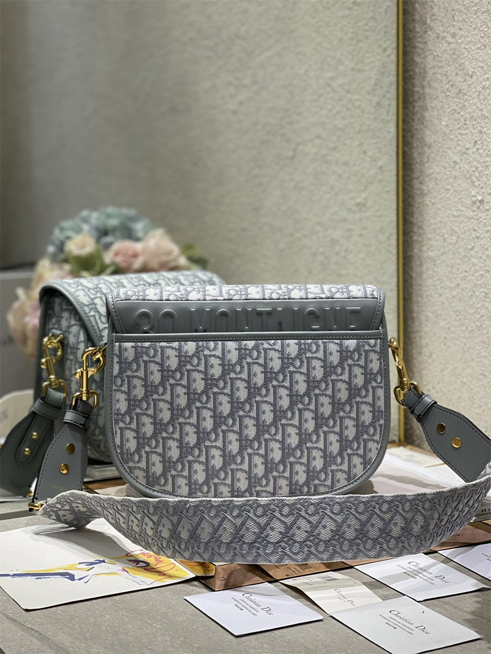 LARGE DIOR BOBBY BAG Grey Dior Oblique Jacquard