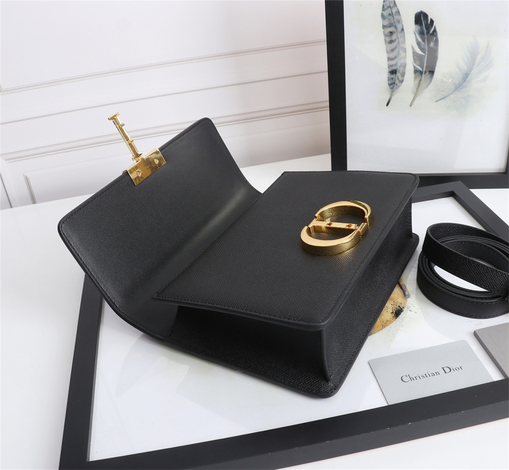 DIOR 30 MONTAIGNE CHAIN BAG Grained Black