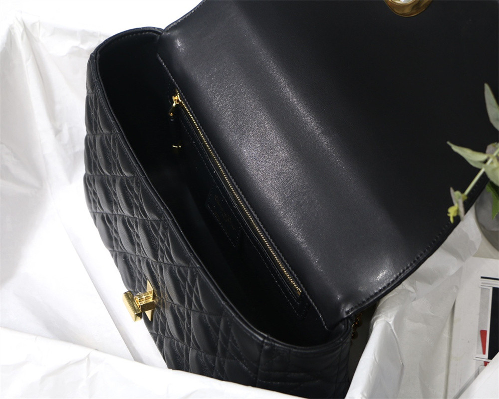 LARGE DIOR CARO BAG Black Supple Cannage Calfskin 29 x 18 x 10 cm
