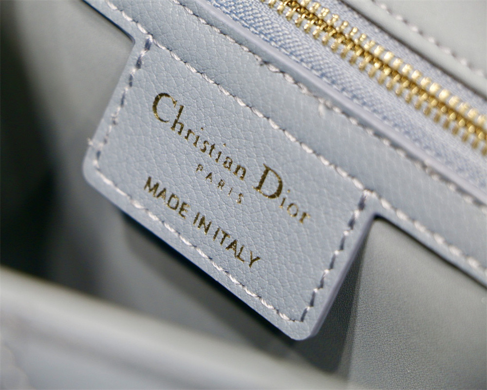 LARGE DIOR CARO BAG Light Blue Supple Cannage Calfskin 29 x 18 x 10 cm