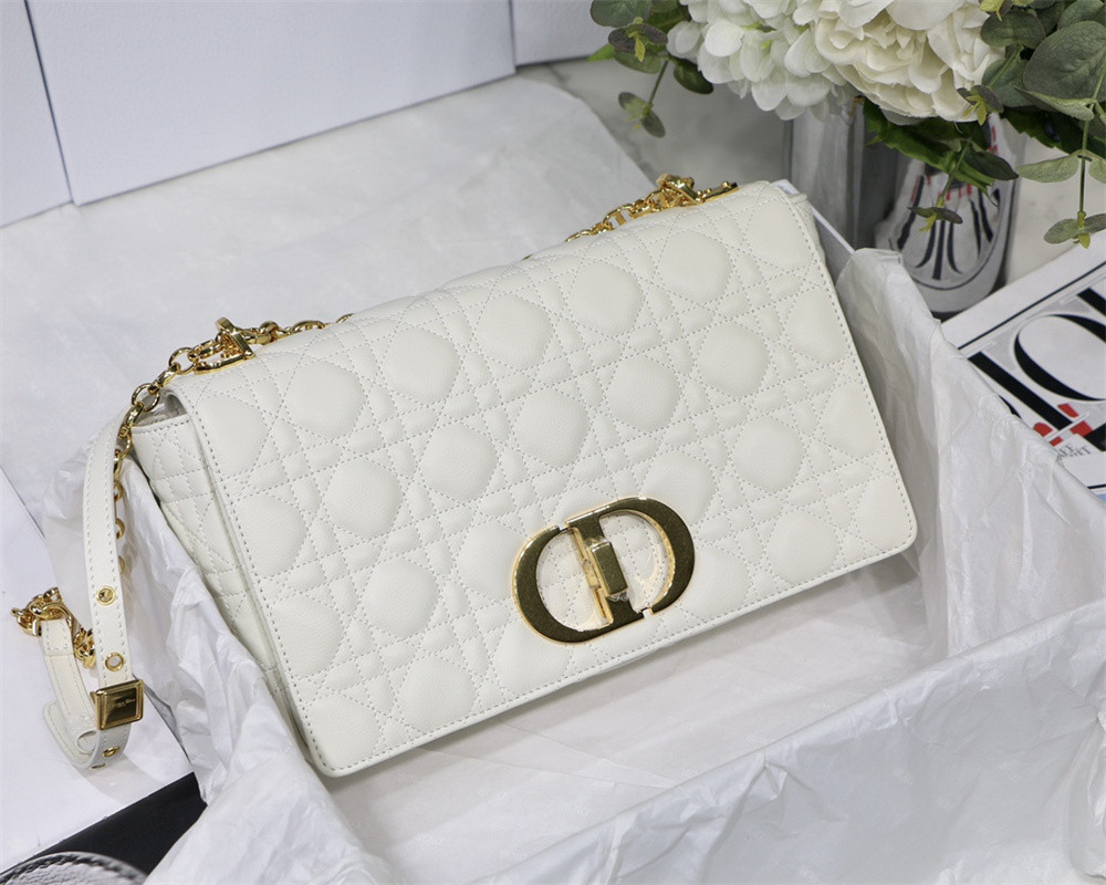 SMALL DIOR CARO BAG Ivory Supple Cannage Calfskin 20 x 12 x 7 cm