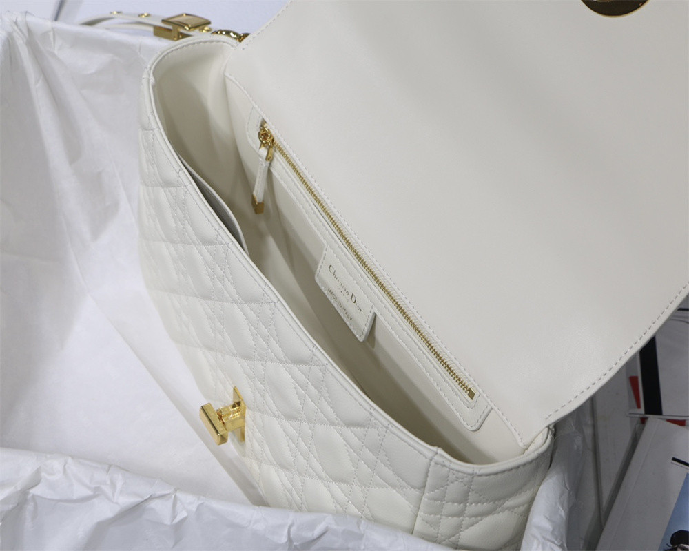 SMALL DIOR CARO BAG Ivory Supple Cannage Calfskin 20 x 12 x 7 cm