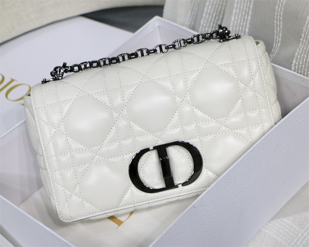 MEDIUM DIOR CARO BAG IVORY Supple Cannage Calfskin 25.5 x 15.5 x 8 cm