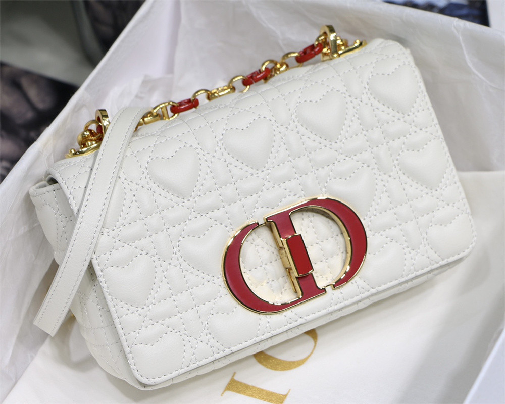 SMALL DIOR CARO BAG amour Ivory 20 x 12 x 7 cm