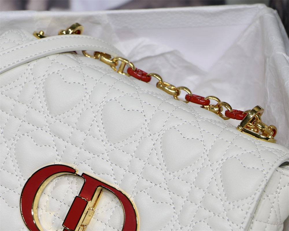 SMALL DIOR CARO BAG amour Ivory 20 x 12 x 7 cm