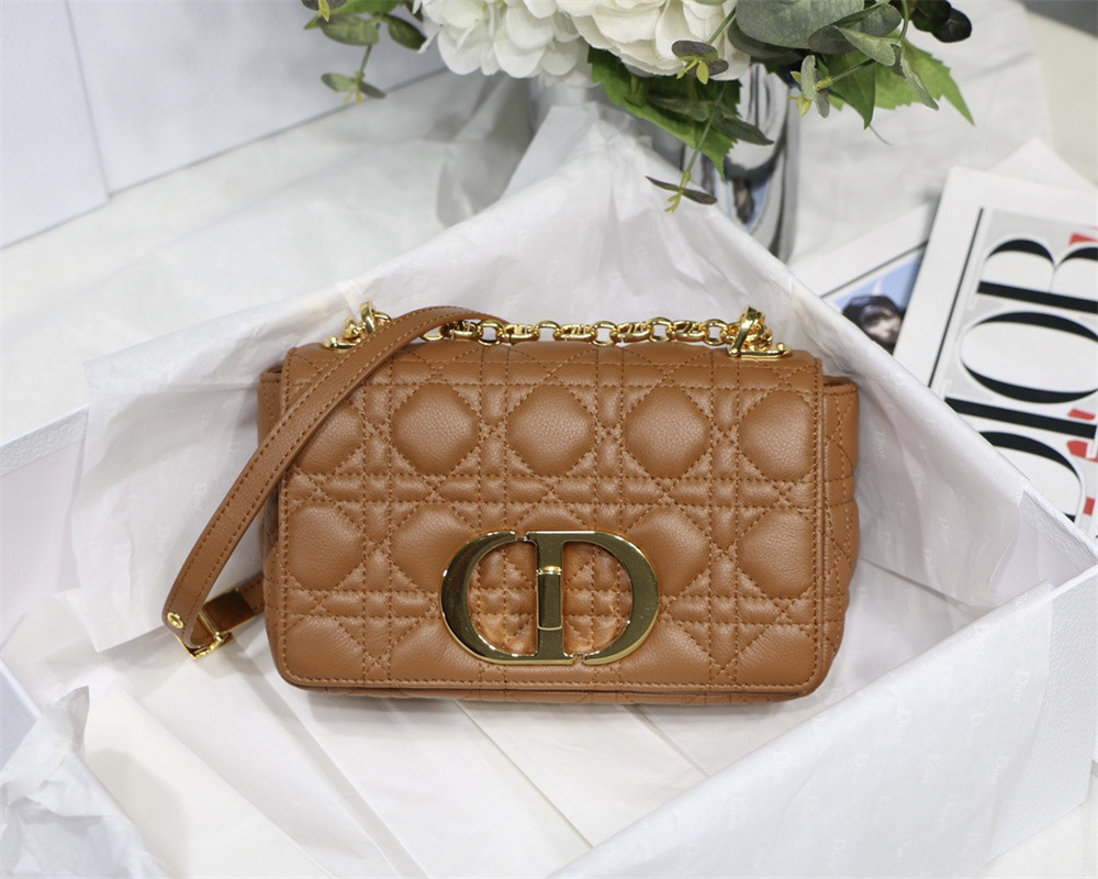 SMALL DIOR CARO BAG Caramel Supple Cannage Calfskin 20 x 12 x 7 cm