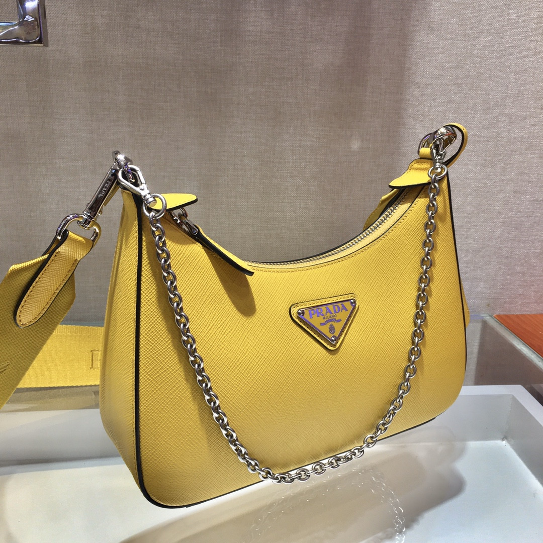Prada Re-Edition 2005 Saffiano leather bag dark yellow