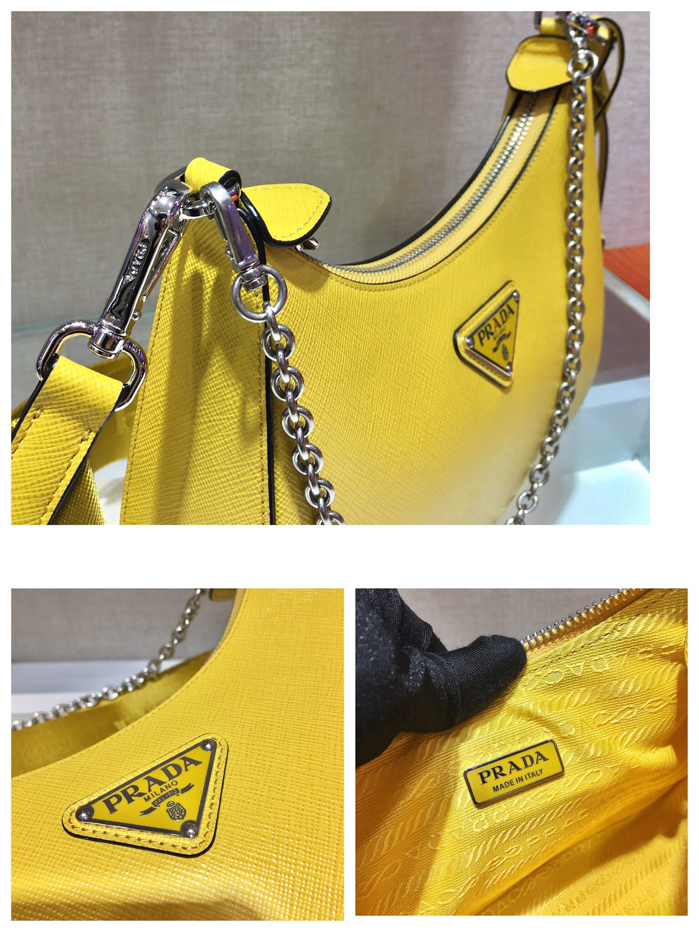 Prada Re-Edition 2005 Saffiano leather bag dark yellow