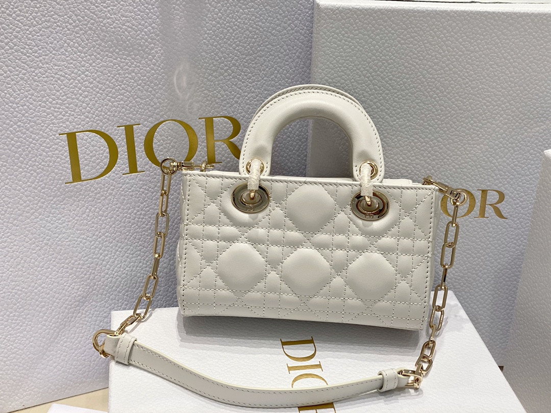 DIOR MINI LADY D-JOY BAG White 16 x 9 x 5 CM