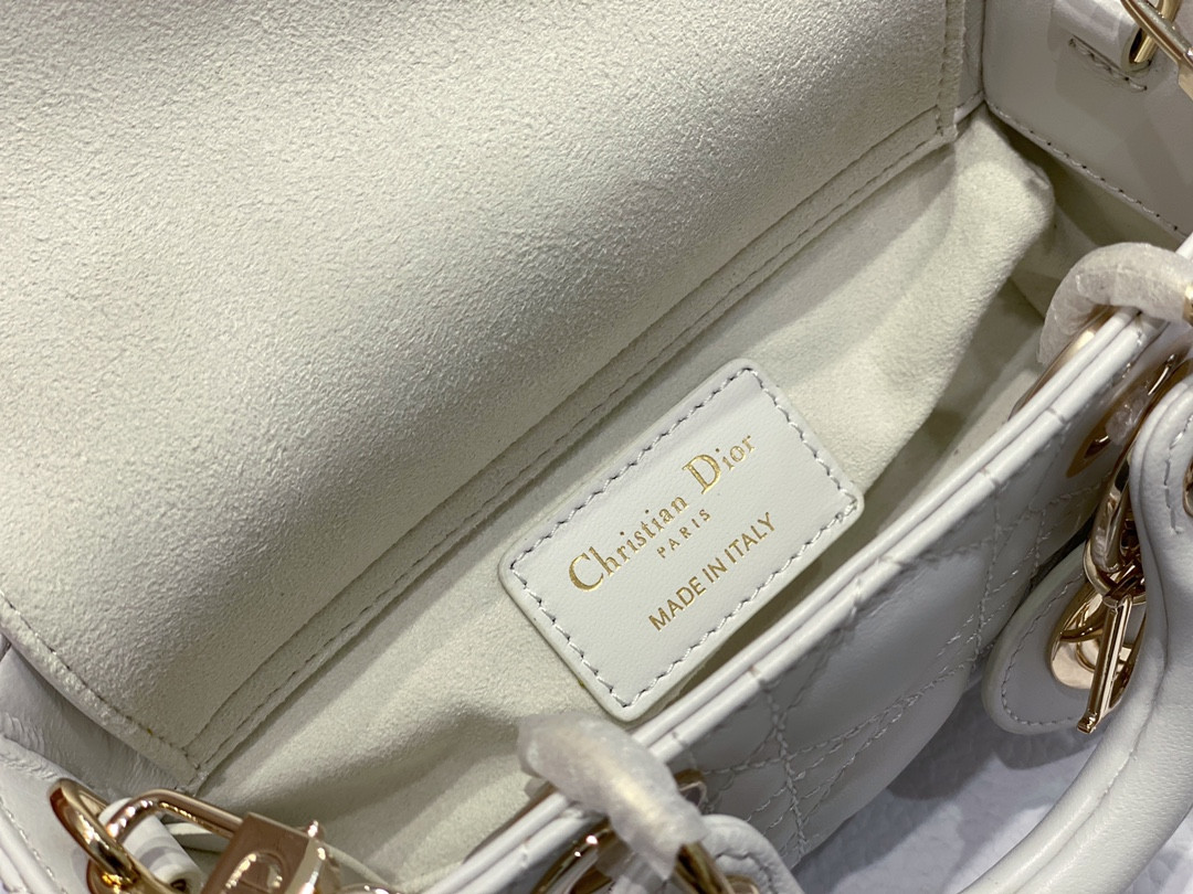 DIOR MINI LADY D-JOY BAG White 16 x 9 x 5 CM