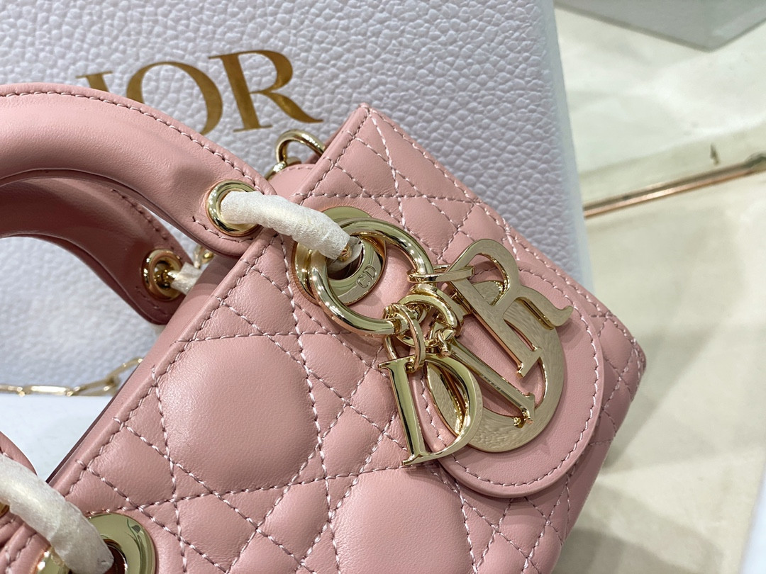 DIOR MINI LADY D-JOY BAG PINK 16 x 9 x 5 CM