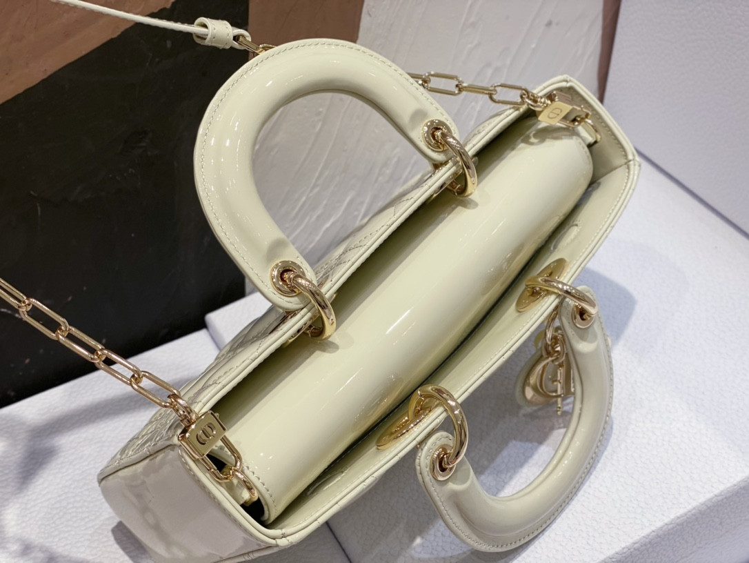 DIOR SMALL LADY D-JOY BAG White Patent