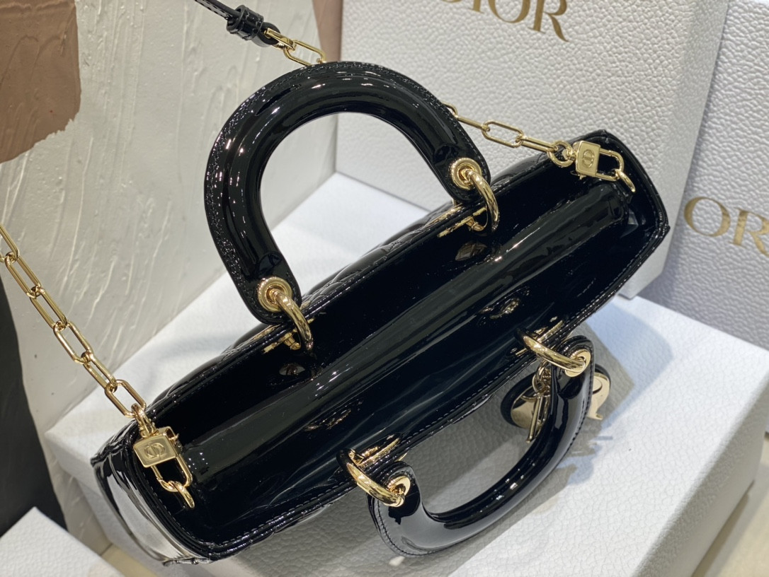 DIOR SMALL LADY D-JOY BAG Black Patent