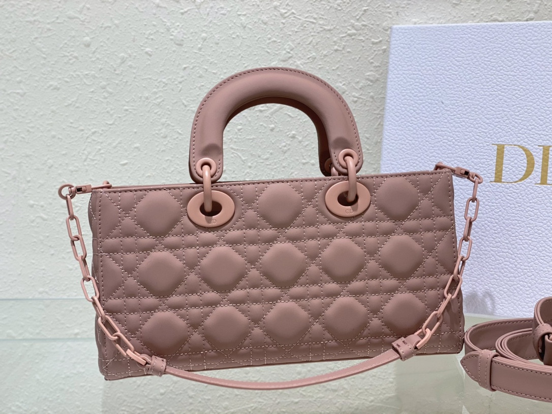 DIOR SMALL LADY D-JOY BAG Ultramatte Pink Cannage Calfskin