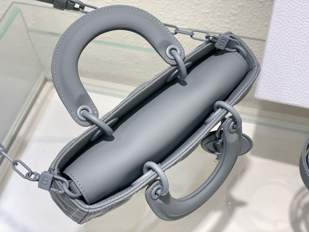 DIOR SMALL LADY D-JOY BAG Ultramatte Grey Cannage Calfskin