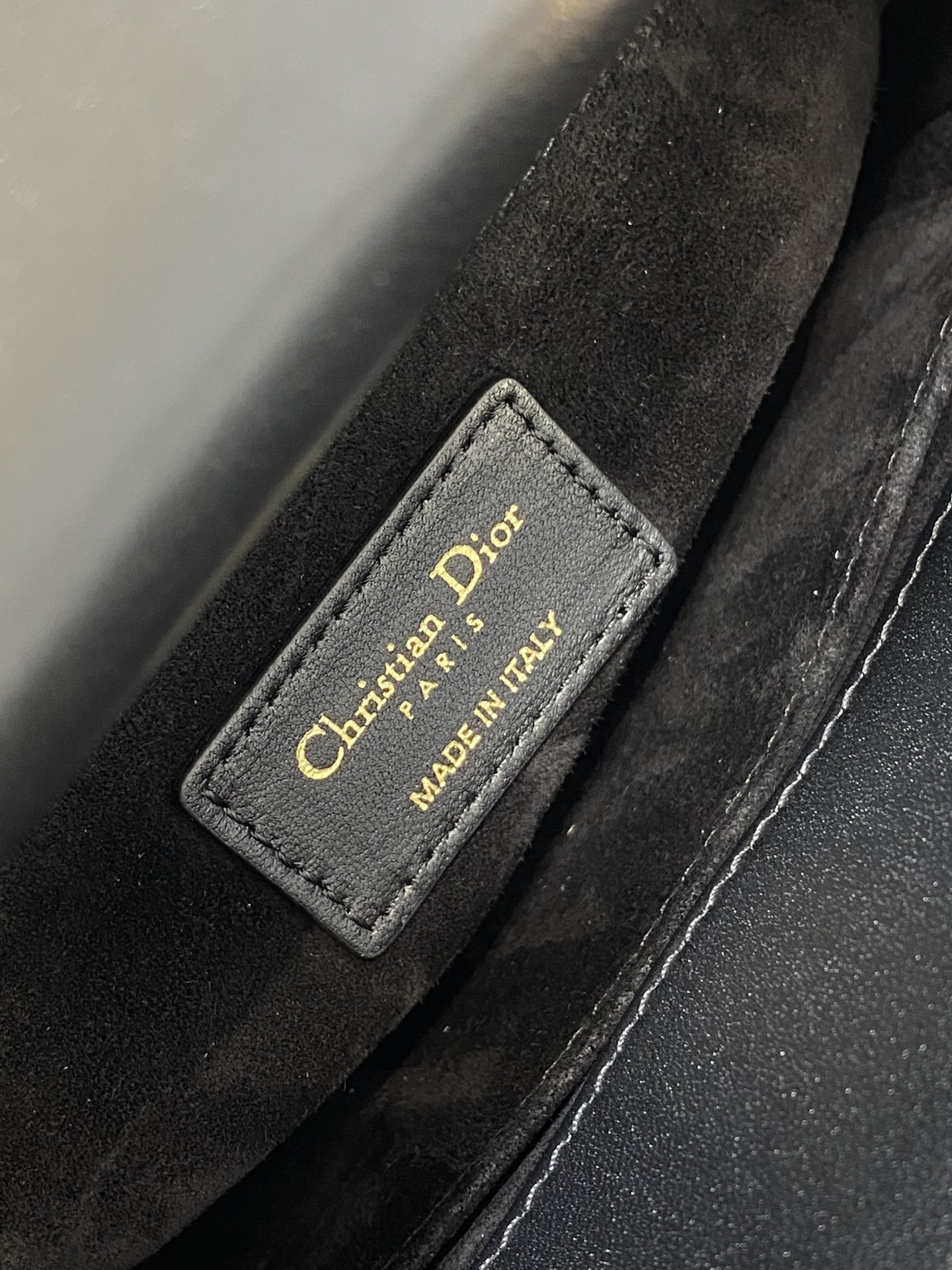 SMALL LADY DIOR Black with Butterfly Studs