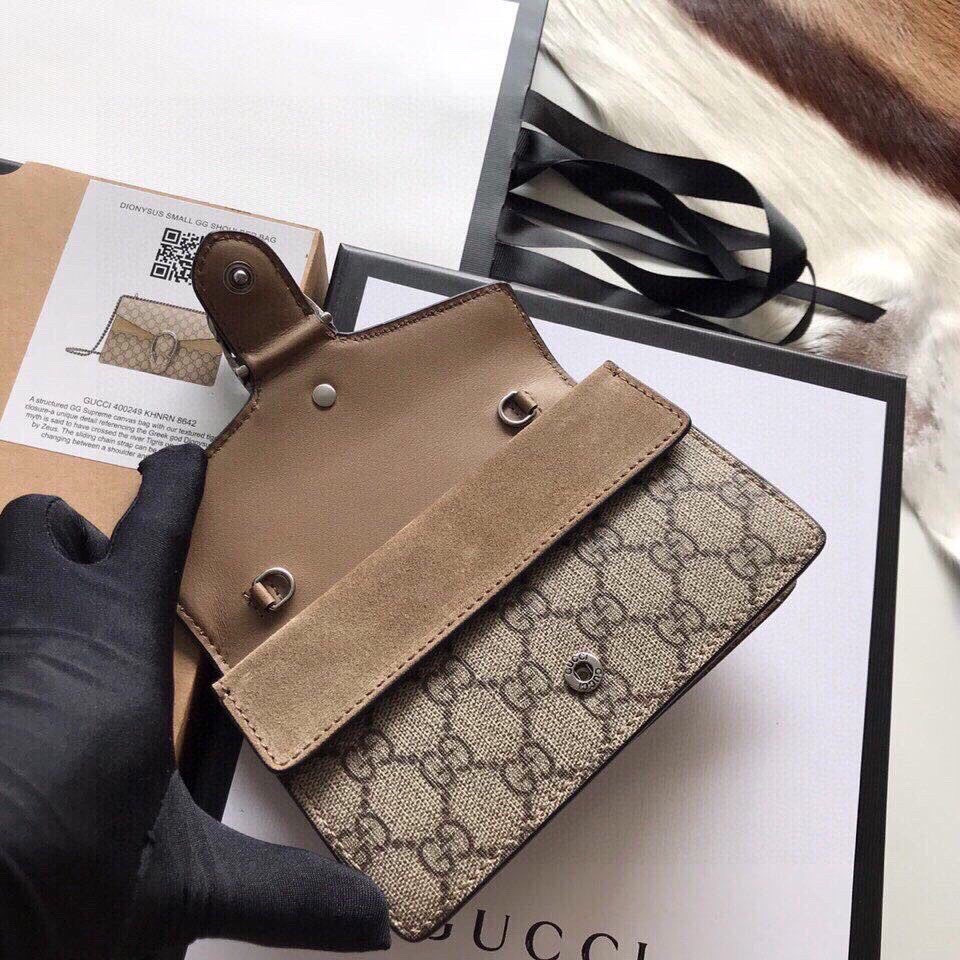 GUCCI DIONYSUS GG SUPREME SUPER MINI BAG 6.5"Wx3.9"Hx1.6"D