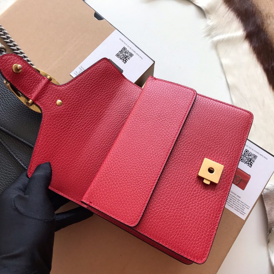 GUCCI DIONYSUS LEATHER MINI BAG RED 7.5"Wx6"Hx2"D