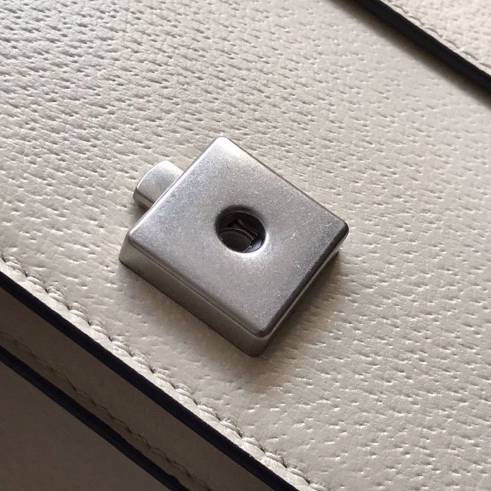 GUCCI DIONYSUS LEATHER SMALL RECTANGULAR BAG WHITE 28x17x9cm