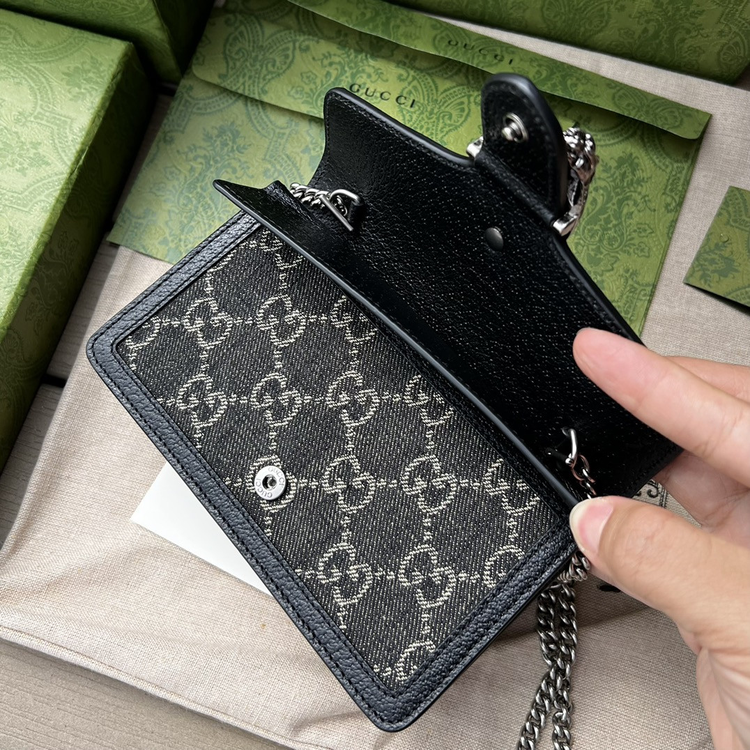 GUCCI DIONYSUS GG SUPREME SUPER MINI BAG 6.5"Wx3.9"Hx1.6"D