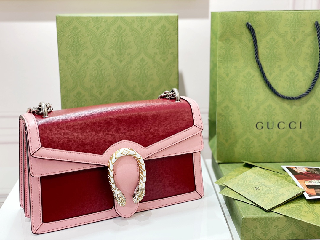 GUCCI DIONYSUS SMALL SHOULDER BAG PINK RED 11"Wx7"Hx3.5"D