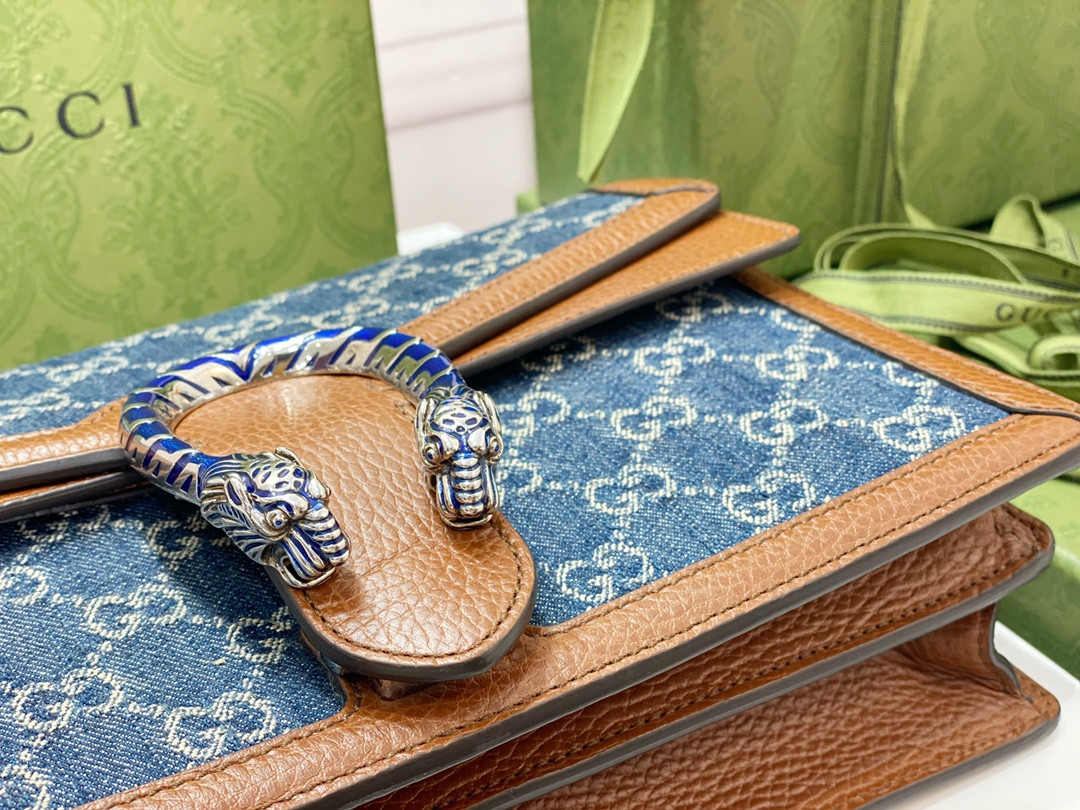 GUCCI DIONYSUS SMALL SHOULDER BAG BLUE 11"Wx7"Hx3.5"D