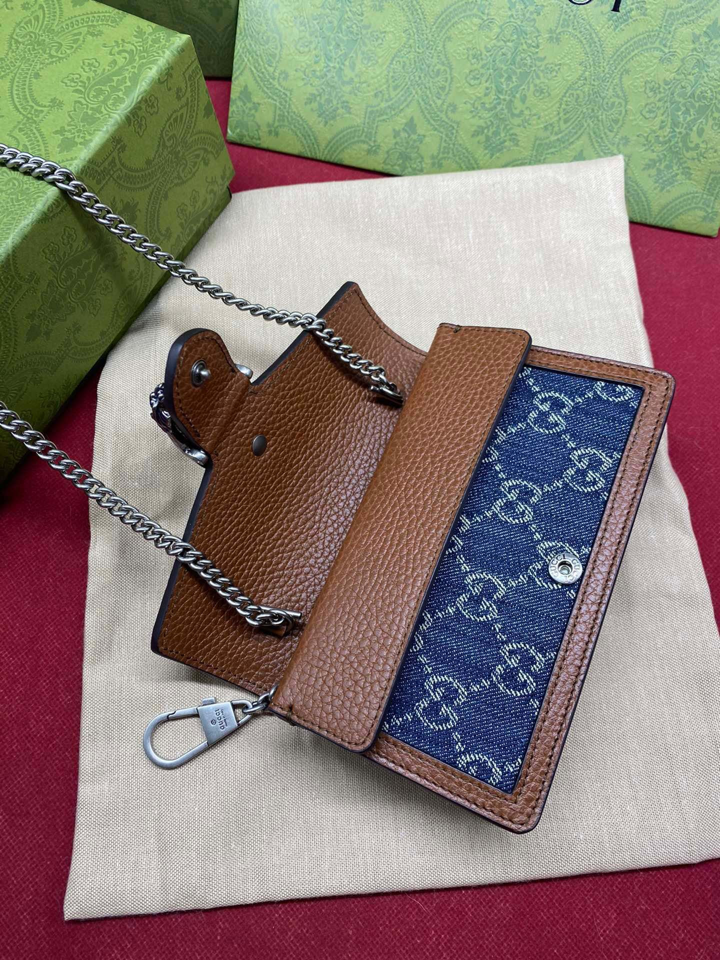 GUCCI DIONYSUS GG SUPREME SUPER MINI BAG 6.5"Wx3.9"Hx1.6"D