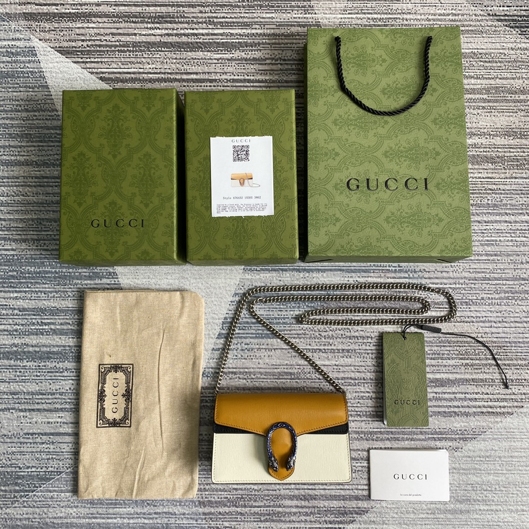 GUCCI DIONYSUS SUPREME SUPER MINI BAG 6.5"Wx3.9"Hx1.6"D