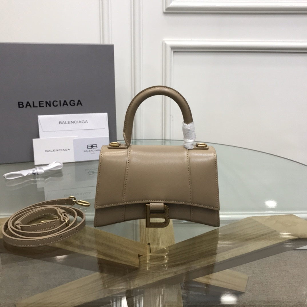 Balenciaga WOMEN'S HOURGLASS MINI HANDBAG BOX IN APRICOT L7.4 x H5.1 x W3.1 inch
