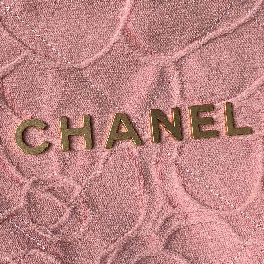 CHANEL 22 SMALL HANDBAG velvet PINK 13.7×14.4×2.7 in