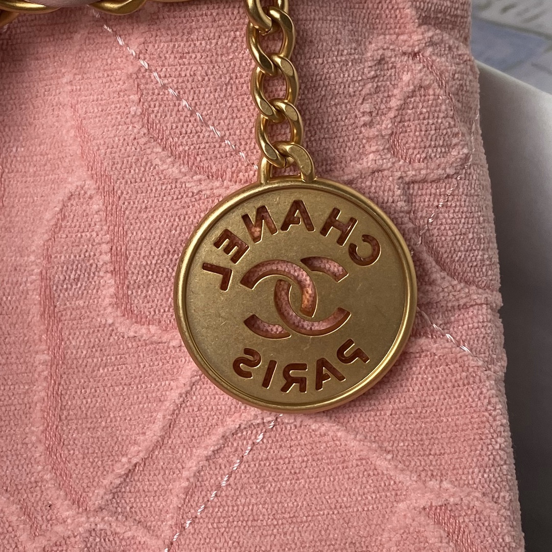 CHANEL 22 SMALL HANDBAG velvet PINK 13.7×14.4×2.7 in