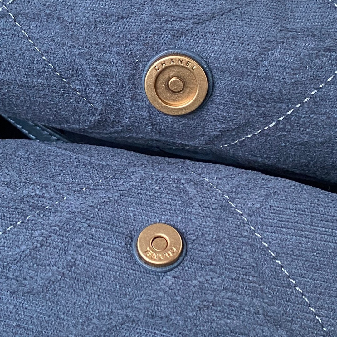 CHANEL 22 HANDBAG velvet blue 15.2×16.4×3.1 in