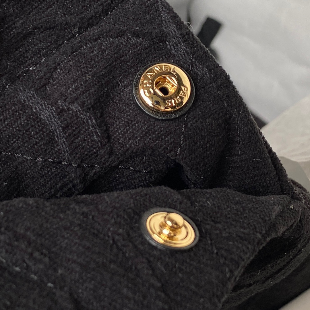 CHANEL 22 SMALL HANDBAG velvet BLACK 13.7×14.4×2.7 in