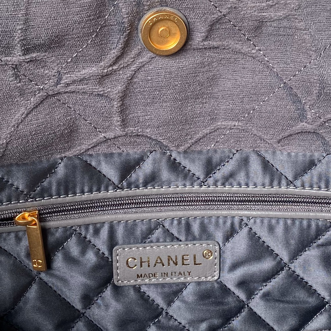 CHANEL 22 SMALL HANDBAG velvet GREY 13.7×14.4×2.7 in