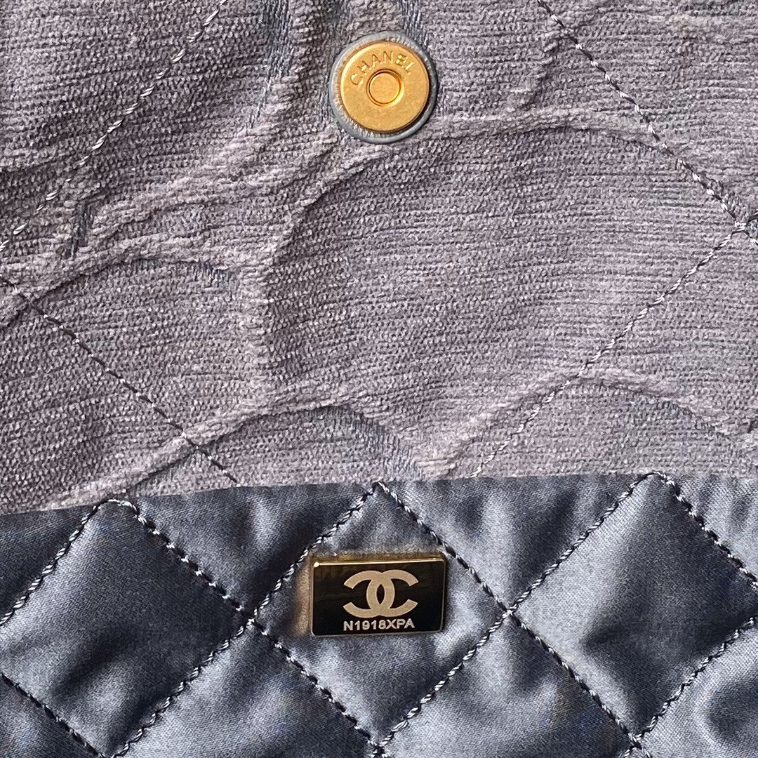 CHANEL 22 SMALL HANDBAG velvet GREY 13.7×14.4×2.7 in