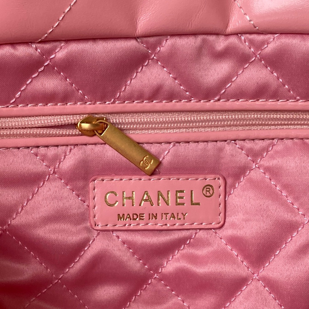 CHANEL 22 HANDBAG Shiny Calfskin PINK 30×45×8cm