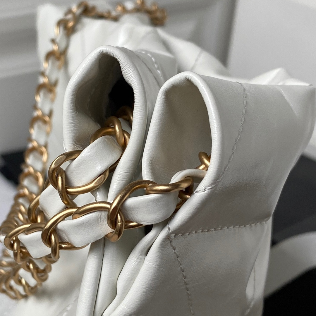 CHANEL 22 HANDBAG Shiny Calfskin white 30×45×8cm