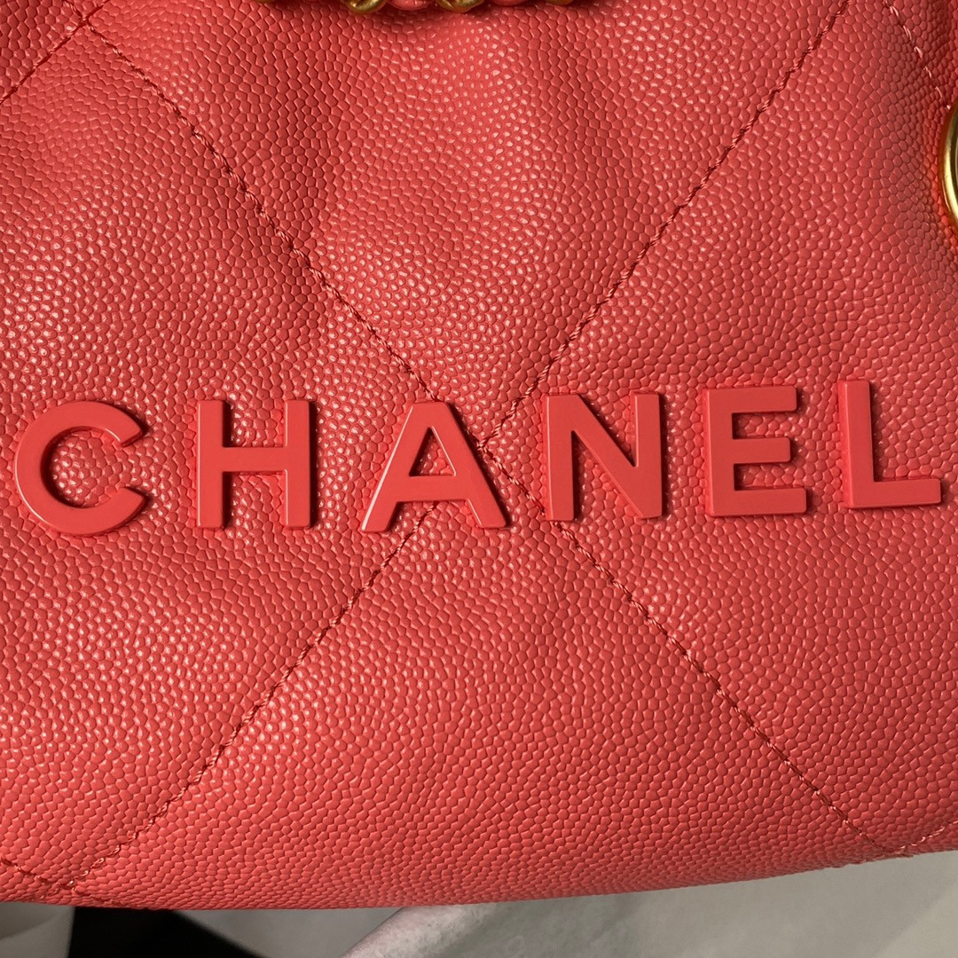 CHANEL 22 MINI HANDBAG GRAINED LEATHER RED 7.8 × 7.4 × 2.3 in
