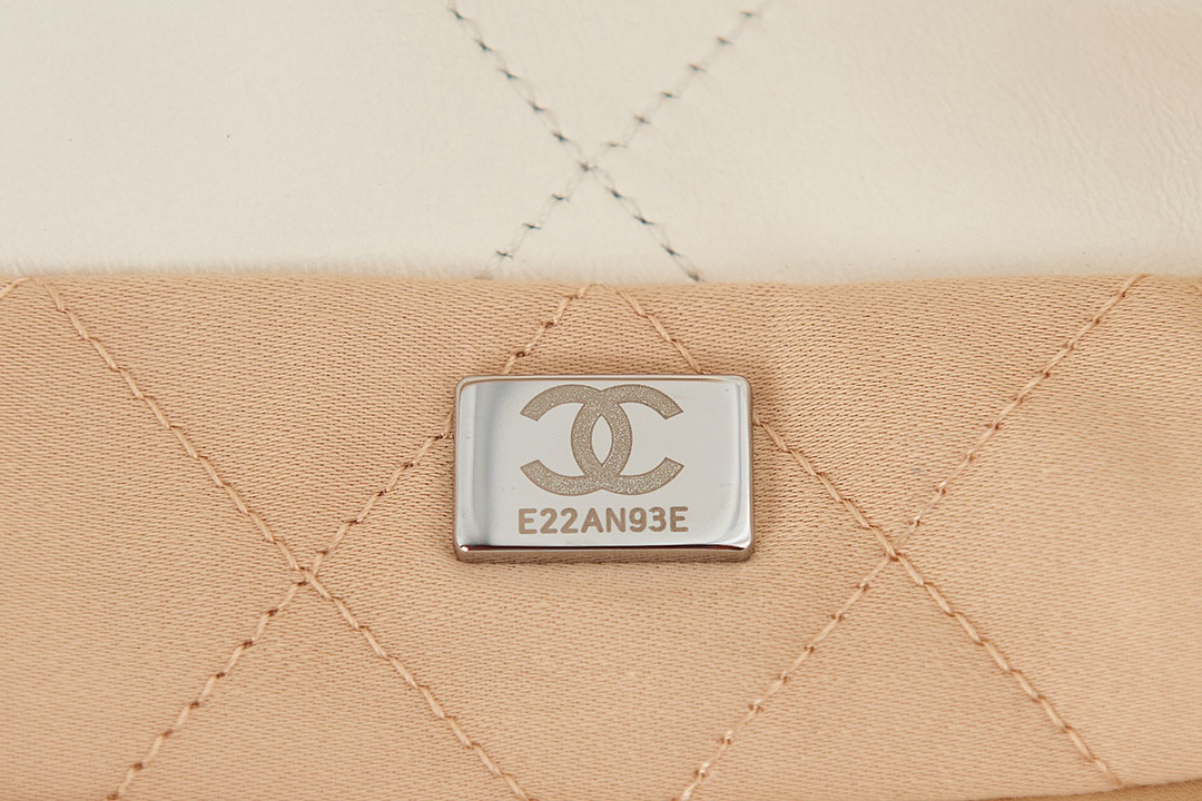 CHANEL 22 HANDBAG Metallic Shaded Calfskin & Silver-Tone Metal White 15.2×16.4×3.1 in