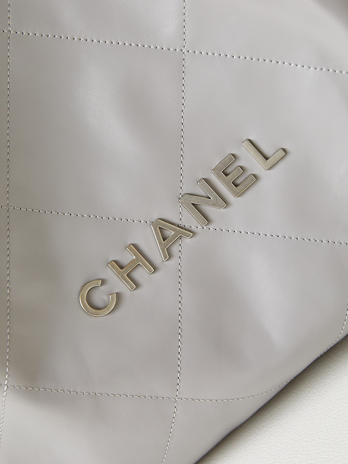 CHANEL 22 SMALL HANDBAG Shiny Calfskin grey 15.2×16.4×3.1 in