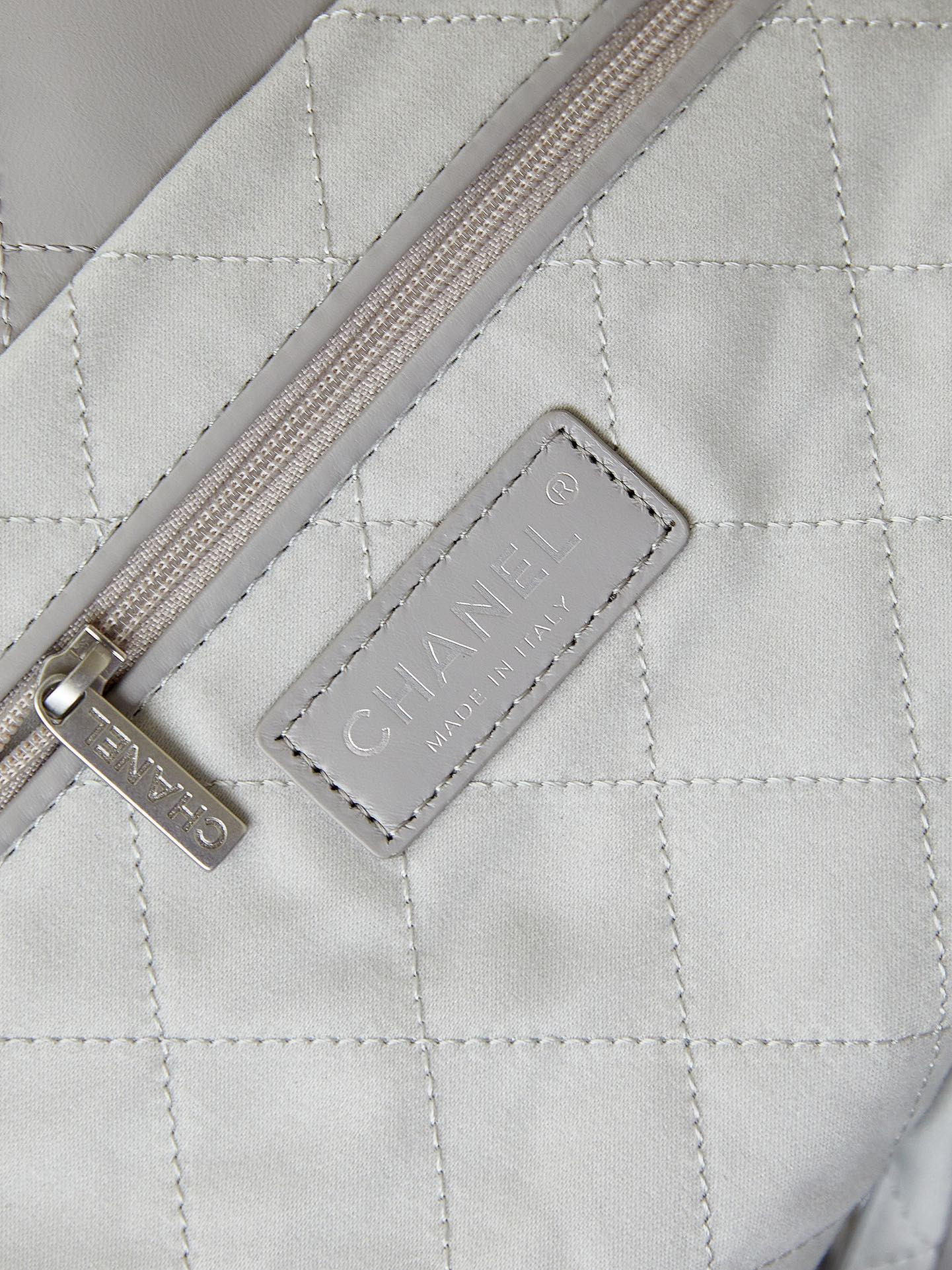 CHANEL 22 SMALL HANDBAG Shiny Calfskin grey 15.2×16.4×3.1 in