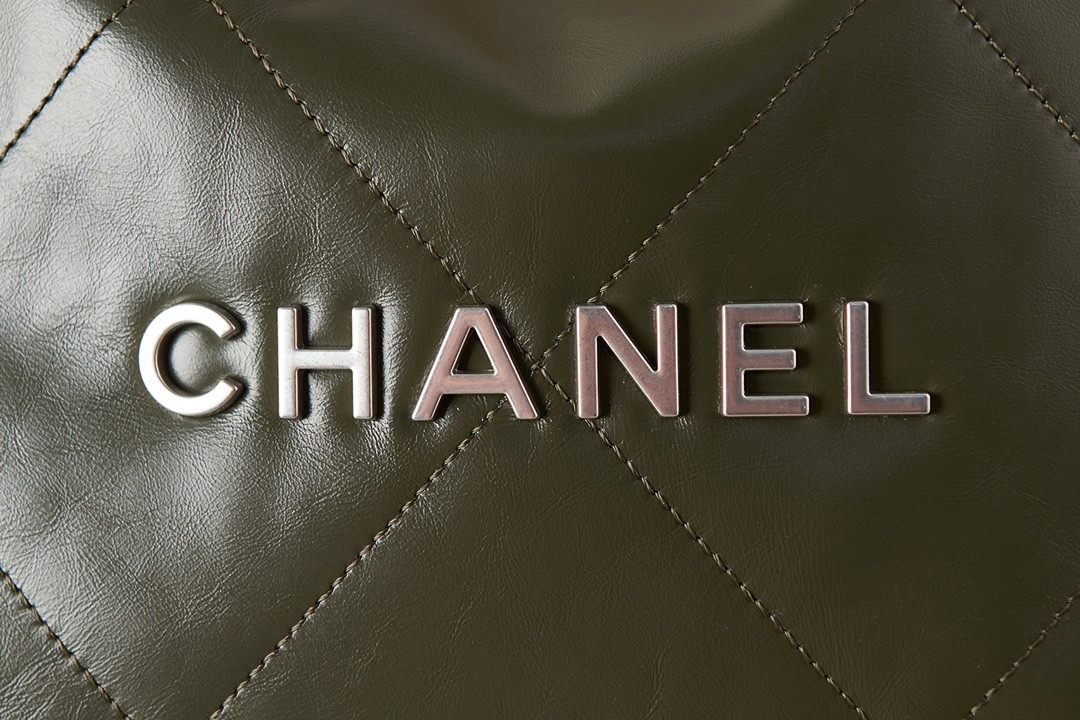 CHANEL 22 SMALL HANDBAG Shiny Calfskin & SILVER Metal BLACK 13.7×14.4×2.7 in