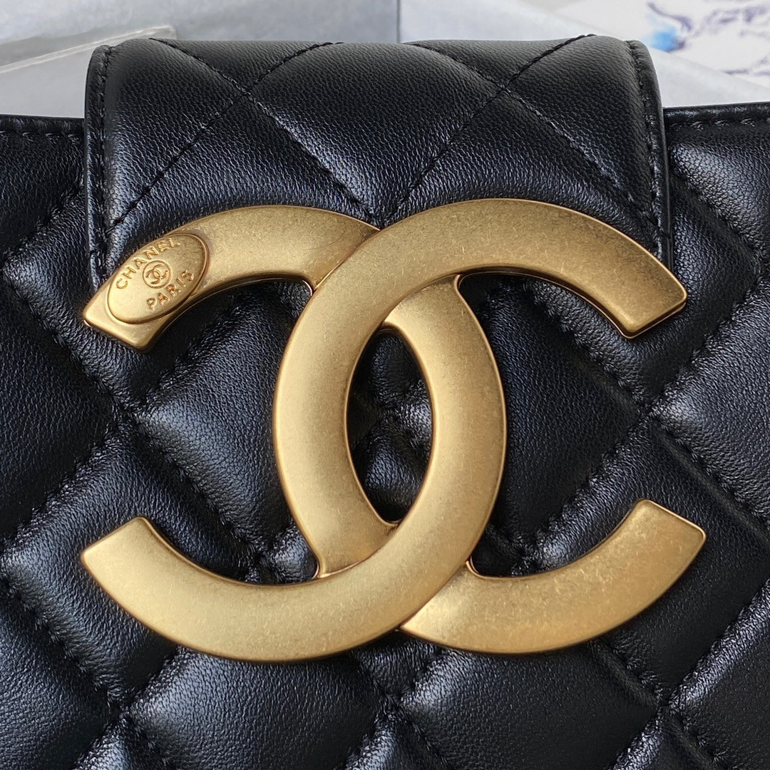 CHANEL BAGUETTE BAG BLACK 17.5×20×5cm