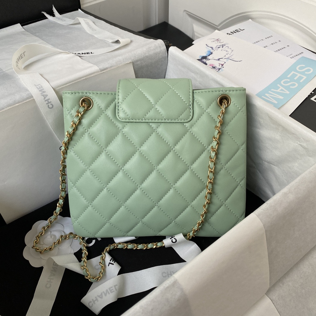 CHANEL BAGUETTE BAG GREEN 17.5×20×5cm