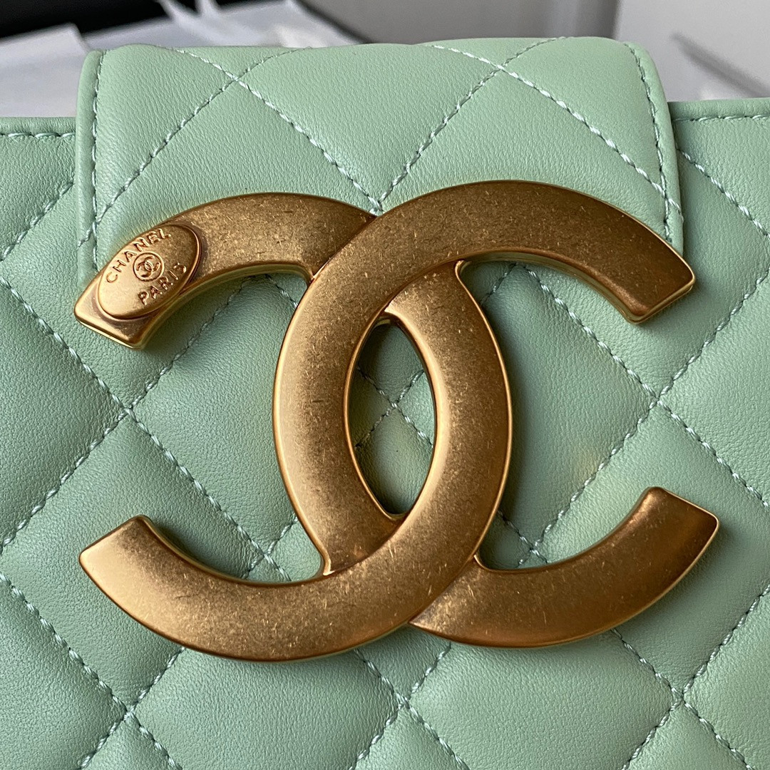 CHANEL BAGUETTE BAG GREEN 17.5×20×5cm