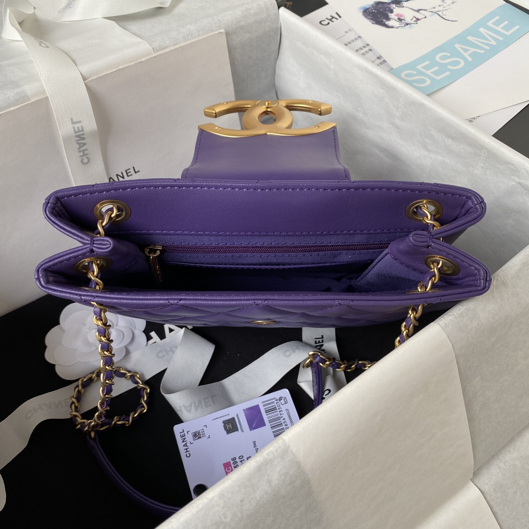 CHANEL BAGUETTE BAG PURPLE 17.5×20×5cm