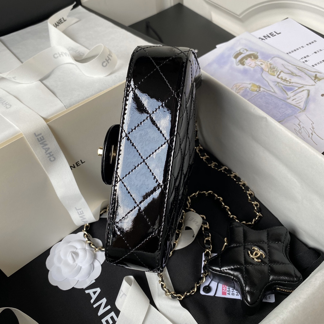 CHANEL MINI FLAP BAG & STAR COIN PURSE BLACK  5.9 × 7.8 × 2.5 in