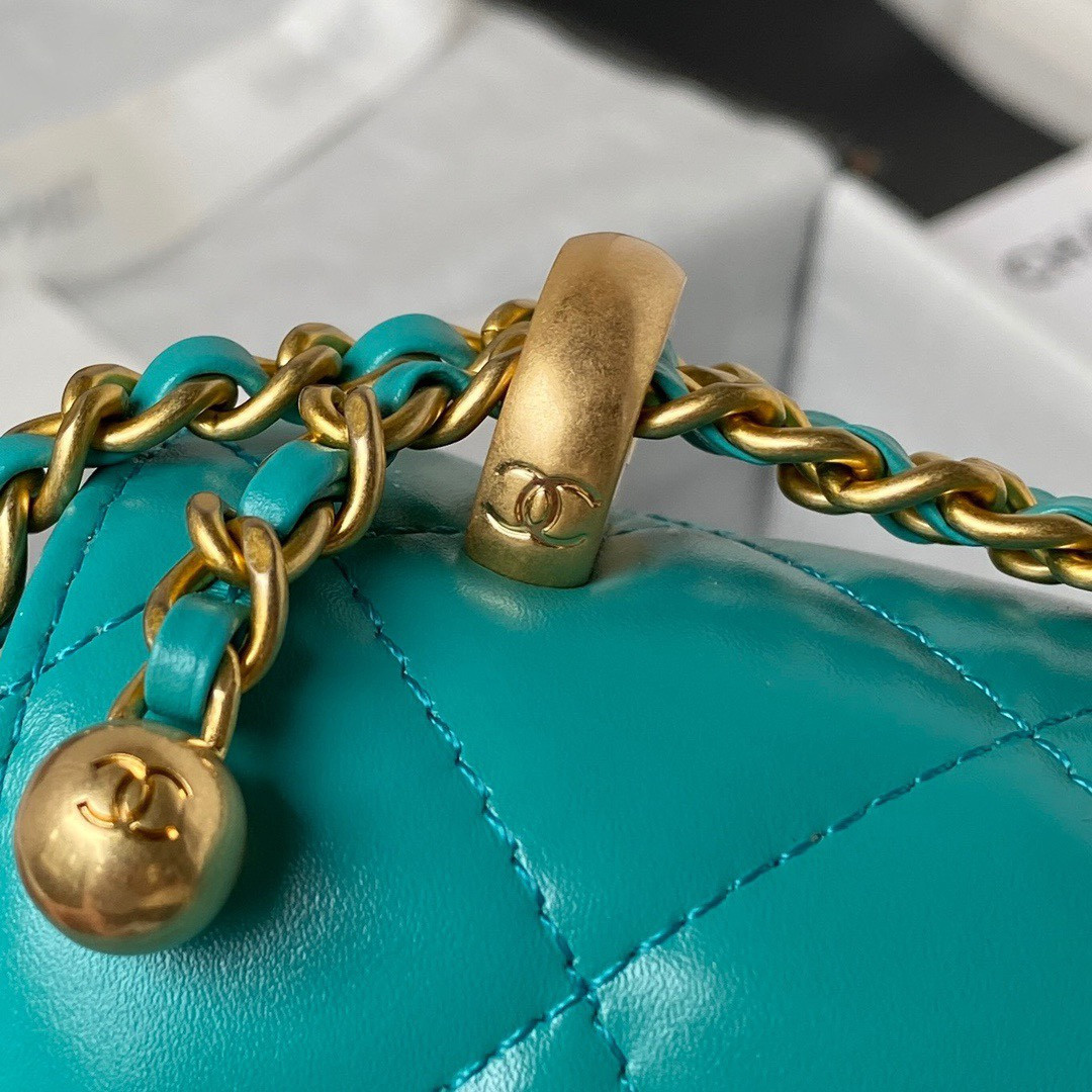 CHANEL MINI FLAP BAG BLUE 12×19×8cm