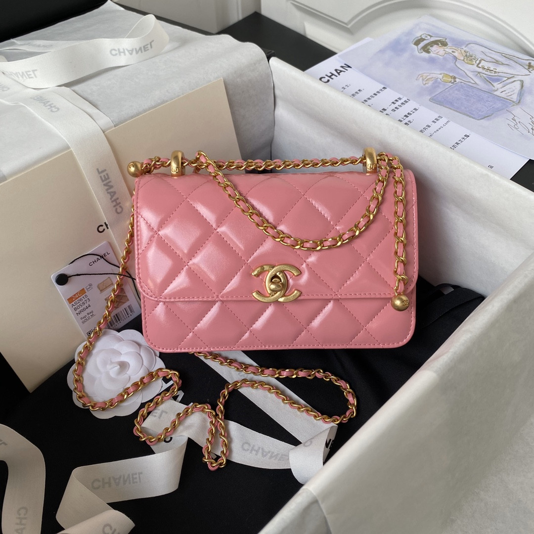 CHANEL MINI FLAP BAG PINK 12×19×8cm